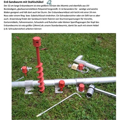 HOLLY WURMI STABIELO 2 Stück Bodenanker Sandwurm aus Polyamid