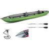 HOLLY GUMOTEX Inflatable kayak Solar Lime green-grey, pump, 2 adjustable paddles, spray deck