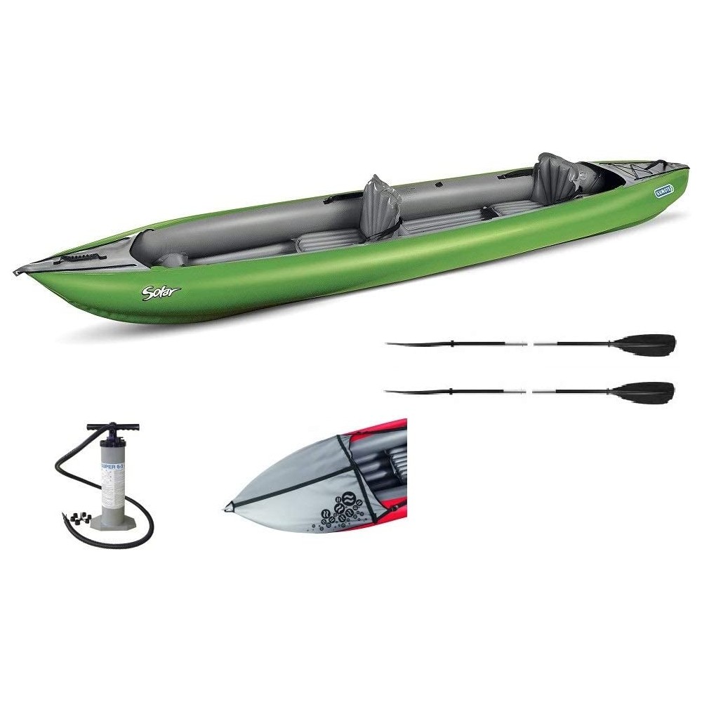 HOLLY GUMOTEX Inflatable kayak Solar Lime red-grey + pump + 2 adjustable paddles + pointed blanket