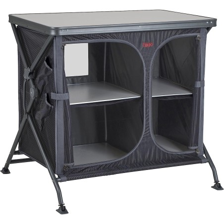 HOLLY CRESPO Faltbarer Camping Küchenschrank MOV9960478 mit Ablageplatte, schwarz-grau