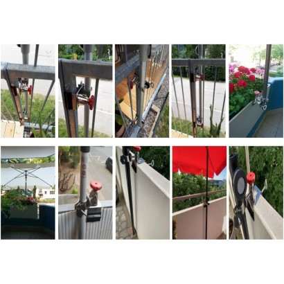 HOLLY STABIELO Schirmhalter 360° bis 65mm Durchmesser mit Edelstahl-Konus für Stöcke bis max. 38mm Durchmesser