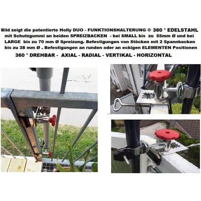 HOLLY STABIELO Schirmhalter 360° bis 40mm Durchmesser mit Edelstahl-Konus für Stöcke bis max. 38mm Durchmesser