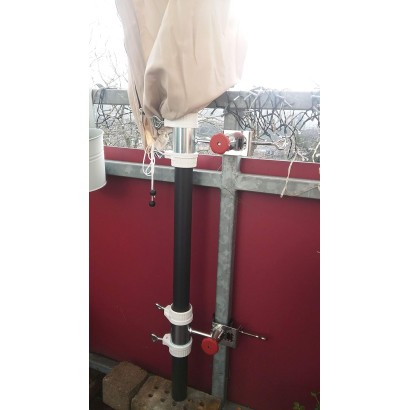 MADE IN BW - HOLLY STABIELO 2fach Schirmgeländerhalter bis 65mm Durchmesser für Stöcke 25-50mm DM mit 11cm Abstandsachse