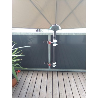 MADE IN BW - HOLLY STABIELO 2fach Schirmgeländerhalter bis 65mm Durchmesser für Stöcke 25-50mm DM mit 6cm Abstandsachse