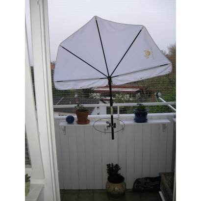 MADE IN BW - HOLLY Edelstahl-Schirmhalter 360° drehbar 50mm Durchmesser Brüstungshalter für Stöcke bis 38mm Durchmesser PATENT