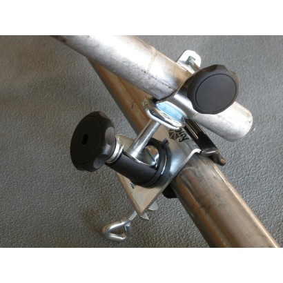 MADE IN BW - HOLLY Edelstahl-Schirmhalter 360° drehbar 50mm Durchmesser Brüstungshalter für Stöcke bis 38mm Durchmesser PATENT