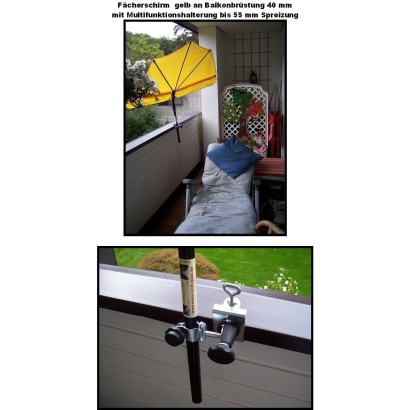 MADE IN BW - HOLLY Edelstahl-Schirmhalter 360° drehbar 50mm Durchmesser Brüstungshalter für Stöcke bis 30mm Durchmesser PATENT