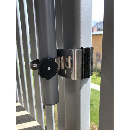 MADE In BW - STABIELO 1fach Edelstahl Schirmhalter eckige und runde Elemente bis 50mm, für Stöcke bis 38mm Durchmesser