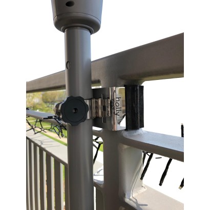 MADE In BW - STABIELO 1fach Edelstahl Schirmhalter eckige und runde Elemente bis 50mm, für Stöcke bis 38mm Durchmesser