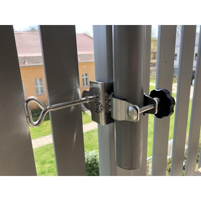 MADE In BW - STABIELO 1fach Edelstahl Schirmhalter eckige und runde Elemente bis 50mm, für Stöcke bis 38mm Durchmesser