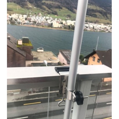 MADE In BW - STABIELO 1fach Edelstahl Schirmhalter eckige und runde Elemente bis 50mm, für Stöcke bis 38mm Durchmesser