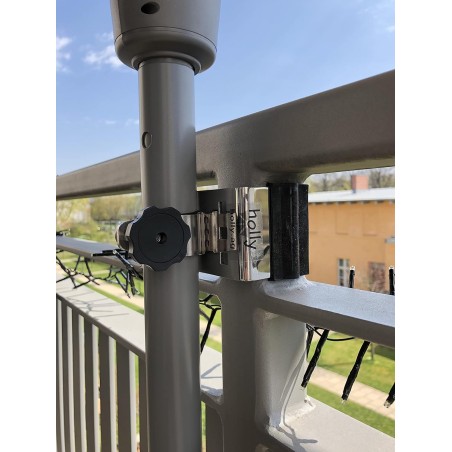 MADE In BW - STABIELO 1fach Edelstahl Schirmhalter eckige und runde Elemente bis 55mm, für Stöcke bis 38mm Durchmesser