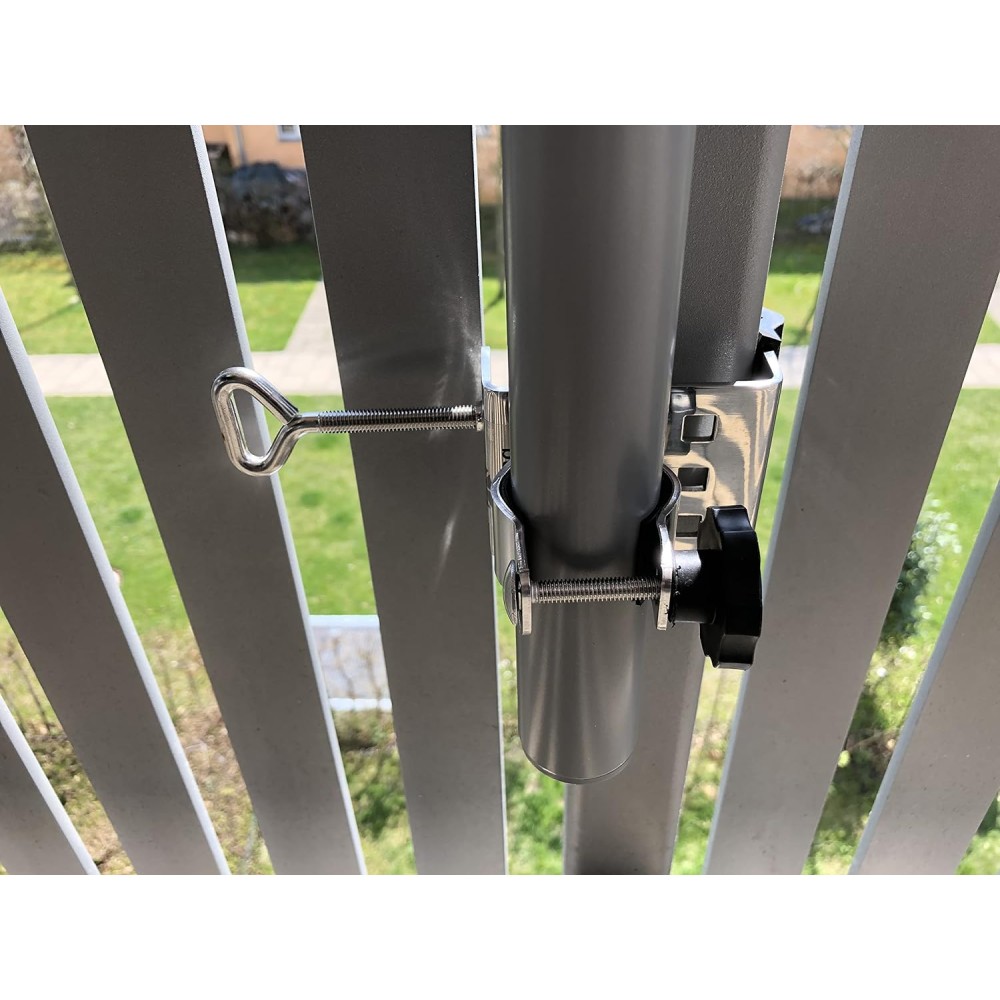 MADE In BW - STABIELO 2fach Edelstahl Schirmhalter eckige und runde Elemente bis 55mm, für Stöcke bis 38mm Durchmesser