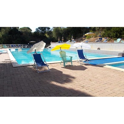 HOLLY DUO-MASTERHOLDER Halterung mit UV-SCHUTZ-FÄCHERSCHIRM Farbe natur an Liegen Stühle Tische Balkone