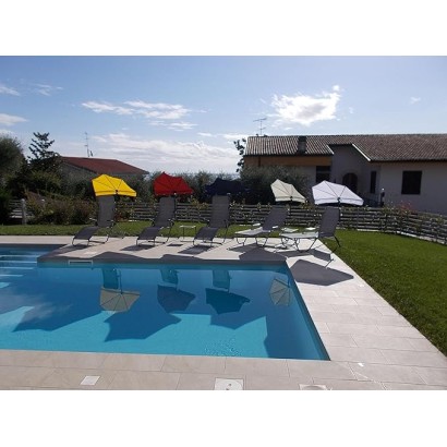 HOLLY DUO-MASTERHOLDER Halterung mit UV-SCHUTZ-FÄCHERSCHIRM Farbe natur an Liegen Stühle Tische Balkone