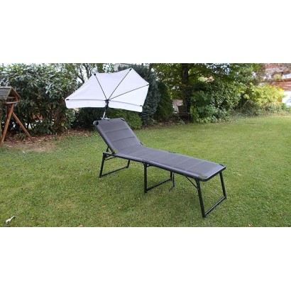 HOLLY DUO-MASTERHOLDER Halterung mit UV-SCHUTZ-FÄCHERSCHIRM Farbe natur an Liegen Stühle Tische Balkone