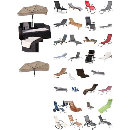 HOLLY DUO-MASTERHOLDER Halterung mit UV-SCHUTZ-FÄCHERSCHIRM Farbe beige an Liegen Stühle Tische Balkone