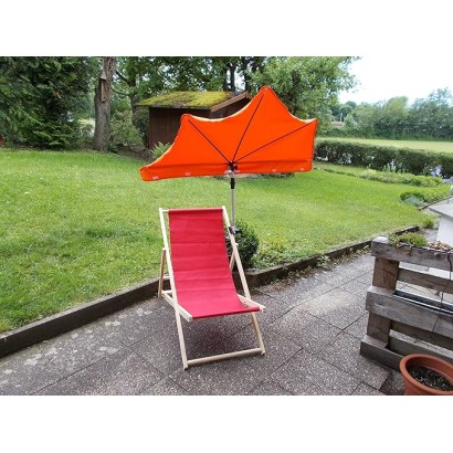 HOLLY DUO-MASTERHOLDER Halterung mit UV-SCHUTZ-FÄCHERSCHIRM Farbe orange an Liegen Stühle Tische Balkone