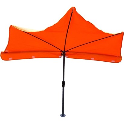 HOLLY DUO-MASTERHOLDER Halterung mit UV-SCHUTZ-FÄCHERSCHIRM Farbe orange an Liegen Stühle Tische Balkone