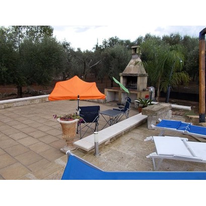 HOLLY DUO-MASTERHOLDER Halterung mit UV-SCHUTZ-FÄCHERSCHIRM Farbe orange an Liegen Stühle Tische Balkone