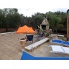 HOLLY DUO-MASTERHOLDER holder with UV-PROTECTION FAN SHADE color orange for loungers, chairs, tables, balconies