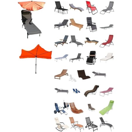 HOLLY DUO-MASTERHOLDER Halterung mit UV-SCHUTZ-FÄCHERSCHIRM Farbe orange an Liegen Stühle Tische Balkone