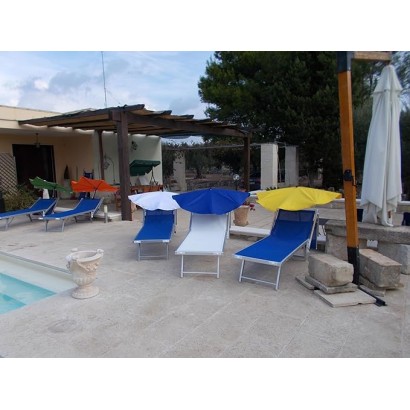 HOLLY DUO-MASTERHOLDER Halterung mit UV-SCHUTZ-FÄCHERSCHIRM Farbe jeans an Liegen Stühle Tische Balkone