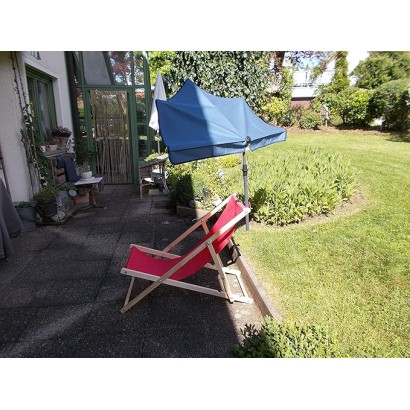 HOLLY DUO-MASTERHOLDER Halterung mit UV-SCHUTZ-FÄCHERSCHIRM Farbe jeans an Liegen Stühle Tische Balkone