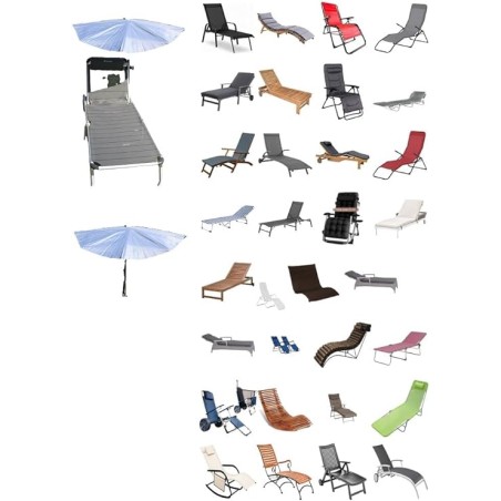 HOLLY DUO-MASTERHOLDER mount with UV-PROTECTION FAN SHADOWS, color jeans, for loungers, chairs, tables, balconies