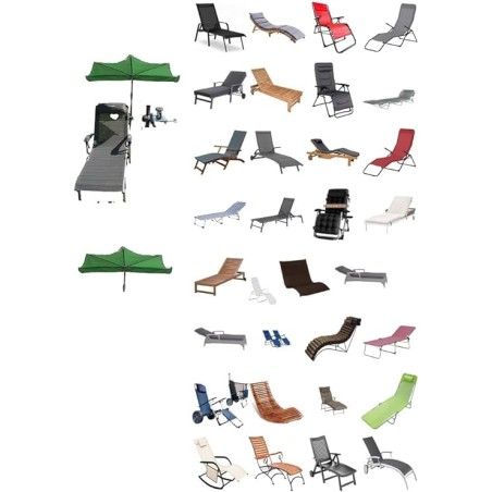 HOLLY DUO-MASTERHOLDER holder with UV-PROTECTION FAN SHADE, light green, for use on loungers, chairs, tables, balconies