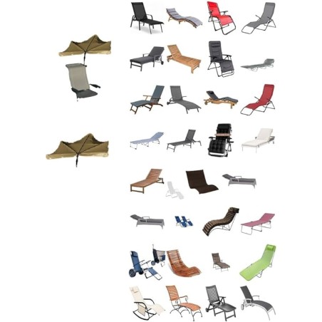 HOLLY DUO-MASTERHOLDER holder with UV-PROTECTION FAN SHADOWS, beige, for loungers, chairs, tables, balconies