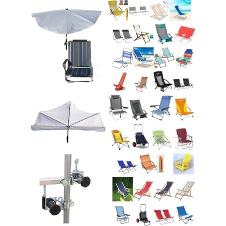 HOLLY DUO-MASTERHOLDER Halterung für CHAIR BEACH mit UV-Schutz-Fächerschirm Farbe weiss und 360° GVC Multihalter