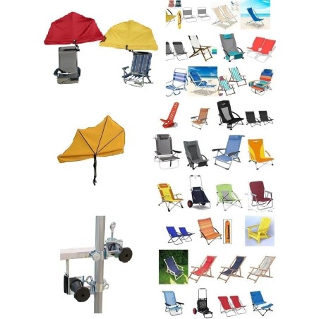 HOLLY DUO-MASTERHOLDER Halterung für Chair Beach mit UV-SCHUTZ-FÄCHERSCHIRM Farbe gelb und 360° GVC Multihalter