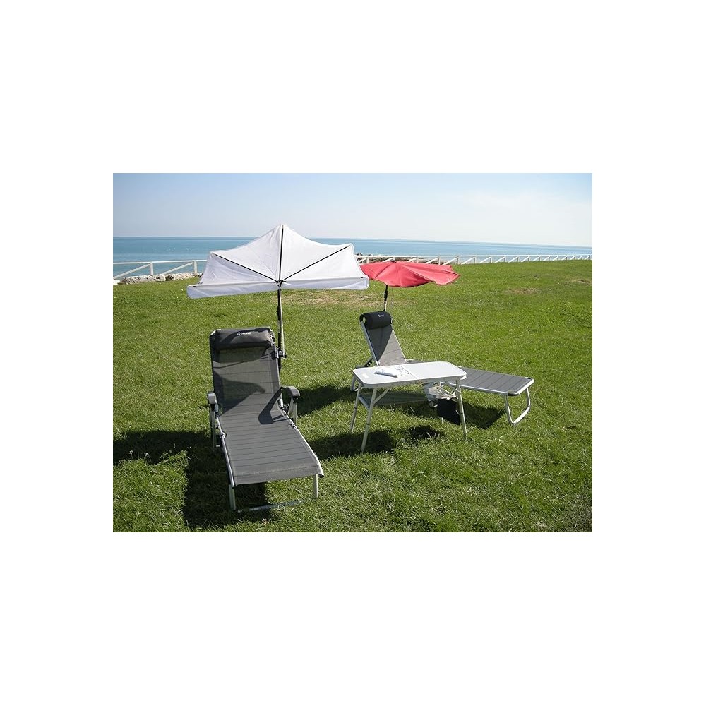 HOLLY DUO-MASTERHOLDER mit UV-Schutz-Fächerschirm Farbe weiss an Liegen Stühle Balkone Spreizung 70mm
