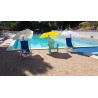 HOLLY DUO-MASTERHOLDER with UV-protection fan umbrella, color white, for loungers, chairs, balconies, spread 70mm