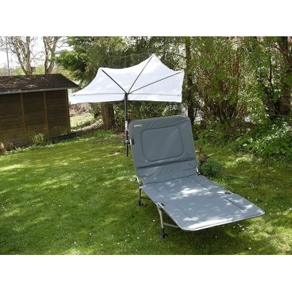 HOLLY DUO-MASTERHOLDER mit UV-Schutz-Fächerschirm Farbe weiss an Liegen Stühle Balkone Spreizung 70mm