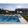 HOLLY DUO-MASTERHOLDER with UV-protection fan umbrella, color natural, for loungers, chairs, balconies, spread 70mm