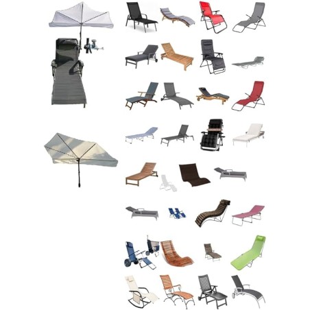 HOLLY DUO-MASTERHOLDER mit UV-Schutz-Fächerschirm Farbe natur an Liegen Stühle Balkone Spreizung 70mm