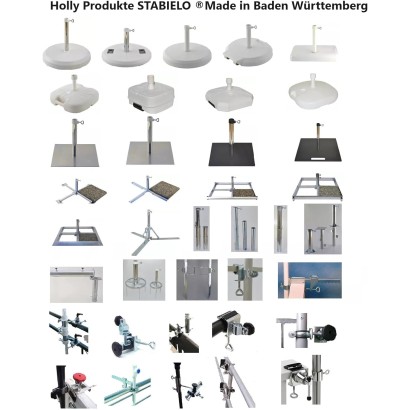 STABIELO UV PE Sonnenschirmständer mit Rollen weiss 50kg zum Füllen mit Wasser / Sand für Schirmstöcke bis 55 mm Durchmesser