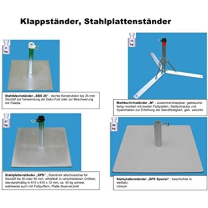 HOLLY STABIELO Sonnenschirmständer aus 4mm deutschem Stahl, klappbar Modell M40