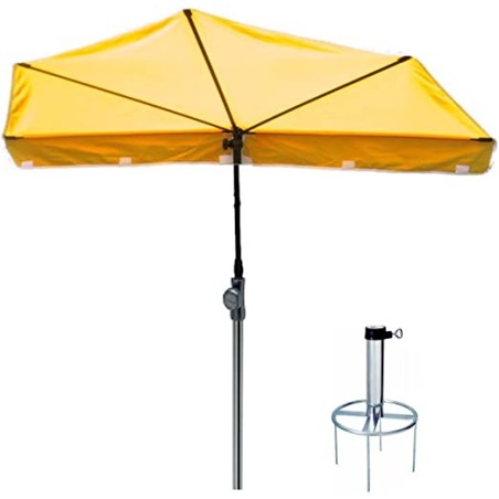 HOLLY STABIELO Fan umbrella yellow with umbrella base, sun protection UV 50 and floor spike