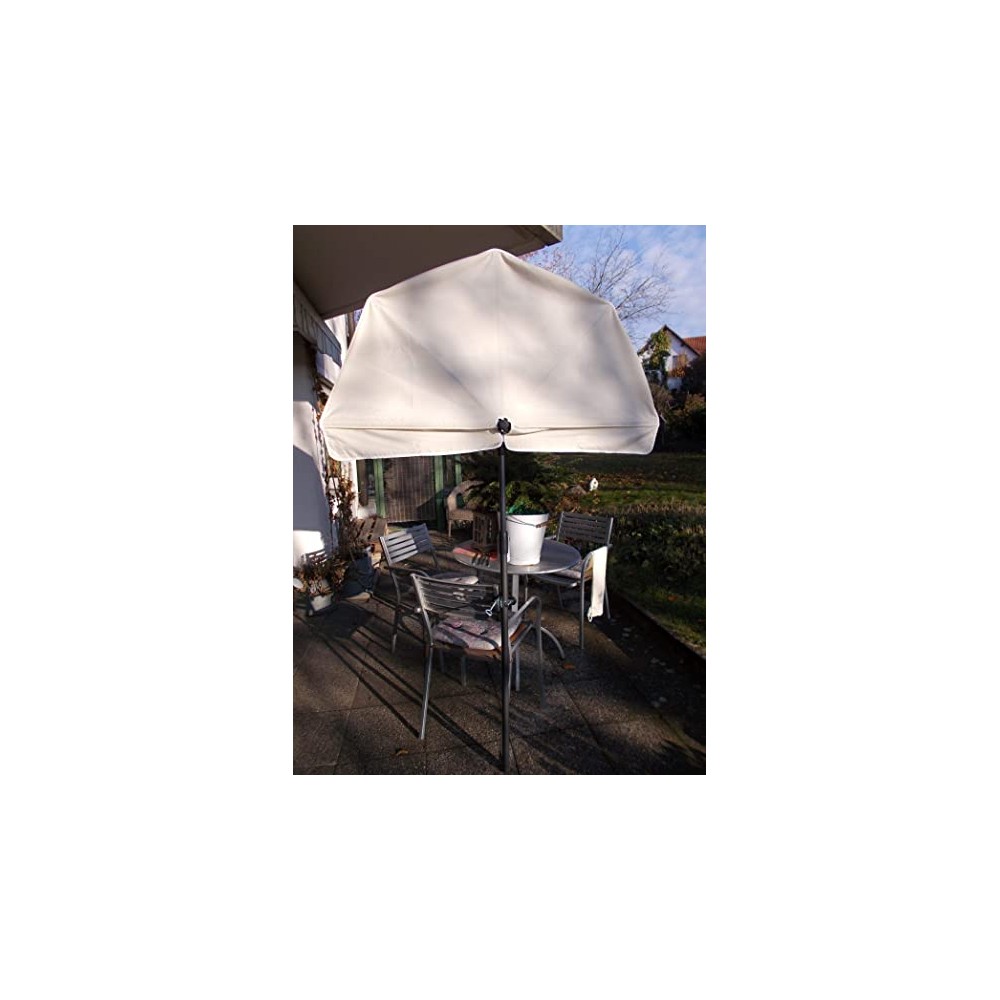 HOLLY STABIELO Fan umbrella natural with umbrella base, sun protection UV 50 and ground spike