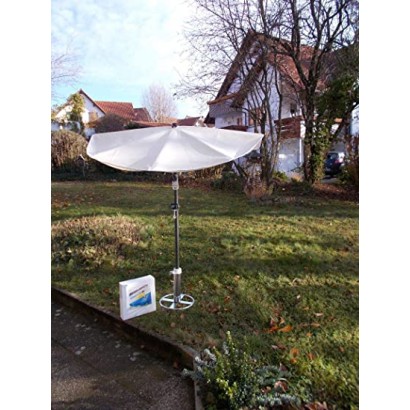 HOLLY STABIELO Fan umbrella natural with umbrella base, sun protection UV 50 and ground spike