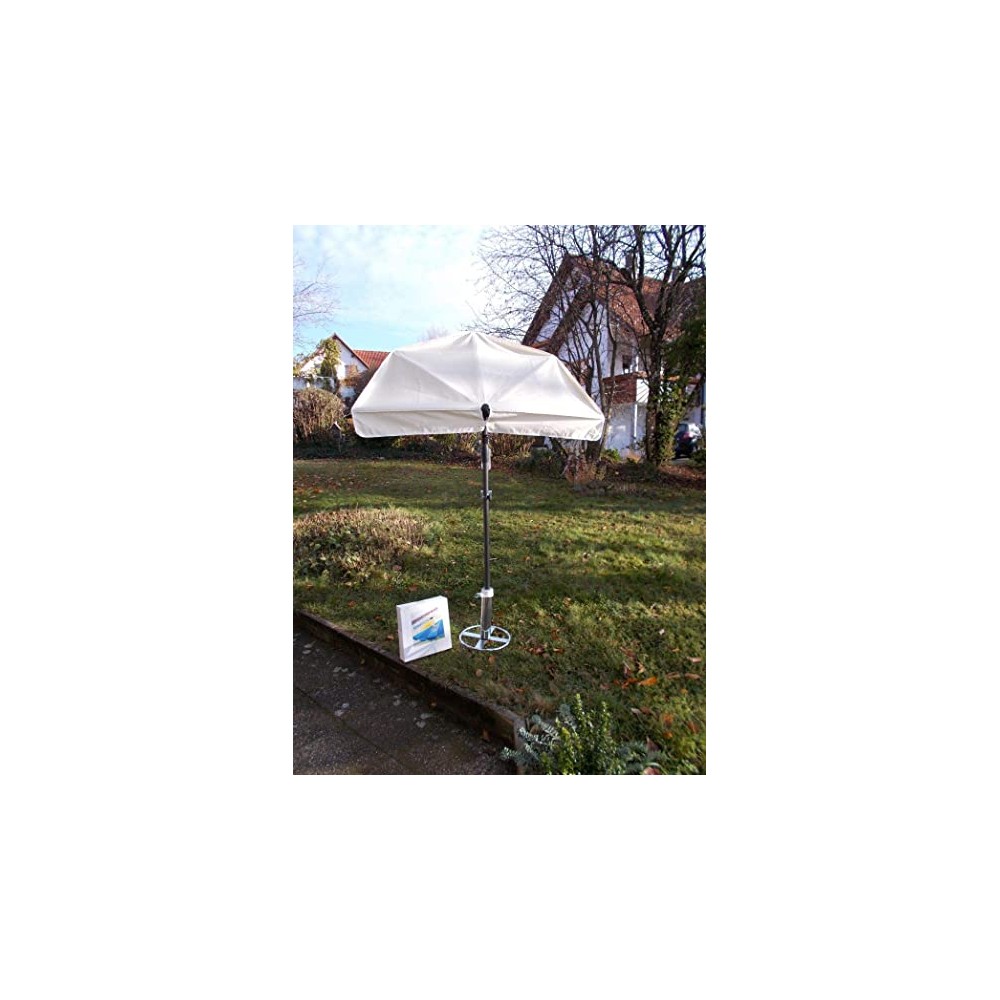 HOLLY STABIELO Fan umbrella white with umbrella base, sun protection UV 50 and floor spike