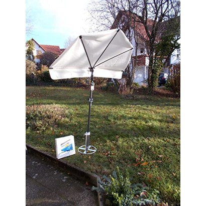 HOLLY STABIELO Fan umbrella white with umbrella base, sun protection UV 50 and floor spike