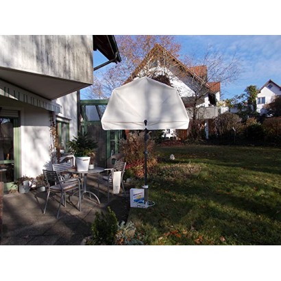 HOLLY STABIELO Fan umbrella white with umbrella base, sun protection UV 50 and floor spike