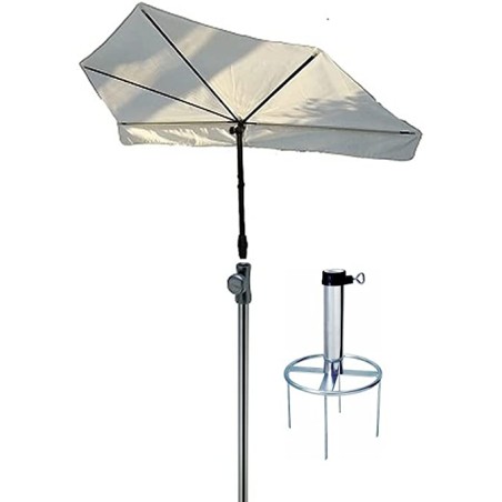 HOLLY STABIELO Fächerschirm weiß mit Schirmunterstock, Sonnenschutz UV 50 und Bodenspieß
