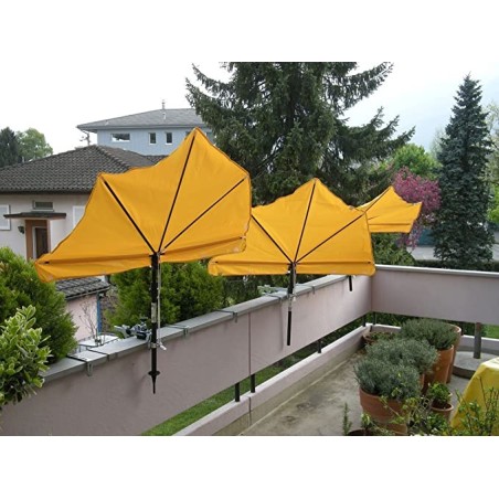 HOLLY STABIELO Fan umbrella yellow with parapet bracket and sun protection UV 50