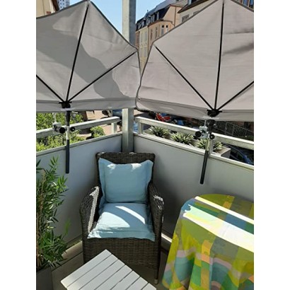 HOLLY STABIELO Fan umbrella natural with parapet bracket and sun protection UV 50