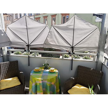 HOLLY STABIELO Fan umbrella natural with parapet bracket and sun protection UV 50